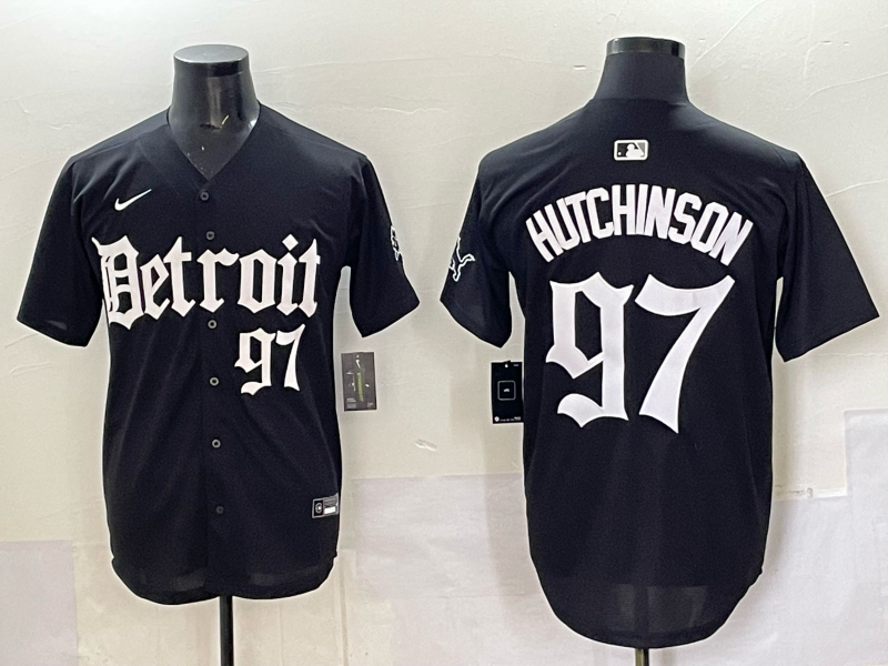 Men 2025 Detroit Lions 97 Hutchinson Black NFL jersey 0012